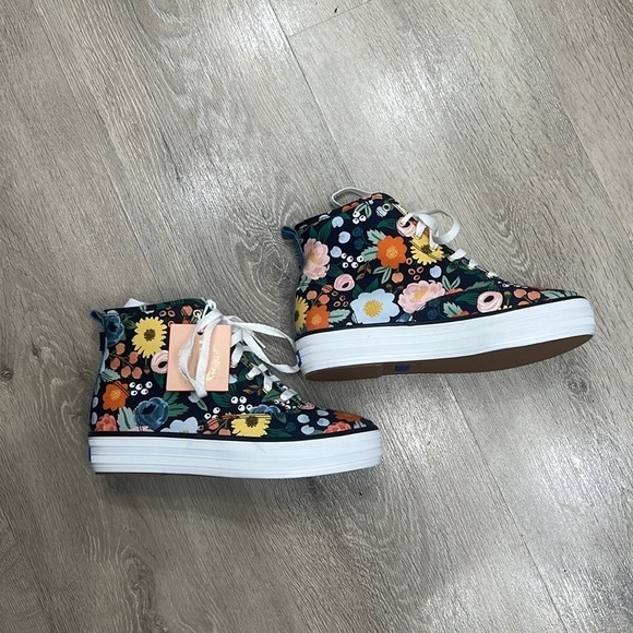 Keds X Rifle Paper The Platform Mid Vintage Blossom Navy 6.5 M - Picture 7 of 9